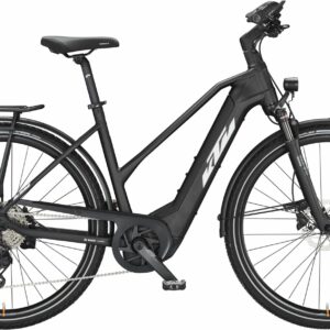 KTM POWER SPORT 10 (625 Wh), 10 Gang Kettenschaltung, Damenfahrrad, Trapez, Modell 2024, 28 Zoll 56 cm black matt (white+orange)