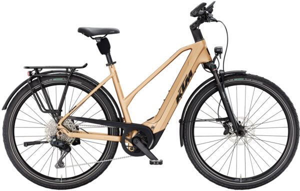 KTM MACINA STYLE 820, 11 Gang Kettenschaltung, Damenfahrrad, Trapez, Modell 2025, 28 Zoll 51 cm golden dust matt (black)