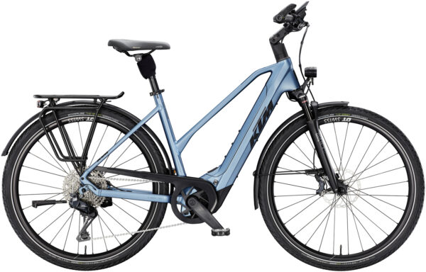 KTM MACINA STYLE 810, 11 Gang Kettenschaltung, Damenfahrrad, Trapez, Modell 2025, 28 Zoll 56 cm steel blue matt (black+light blue)