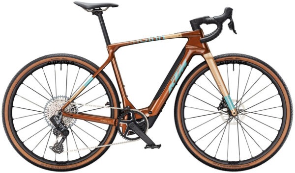 KTM MACINA GRAVELATOR SX PRIME, 12 Gang Kettenschaltung, Herrenfahrrad, Diamant, Modell 2025, 28 Zoll 59 cm terra (golden dust+petrol)