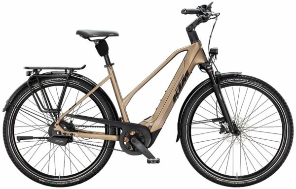 KTM MACINA CITY 810 Belt, stufenlose Nabenschaltung, Damenfahrrad, Trapez, Modell 2025, 28 Zoll 60 cm olive pearl matt (black+orange)