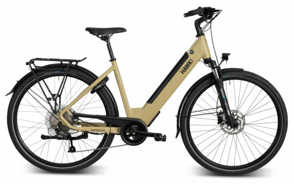 Hawk E-Trekking Integrated Lady Bafang Olivgelb 28" 522 Wh Wave
