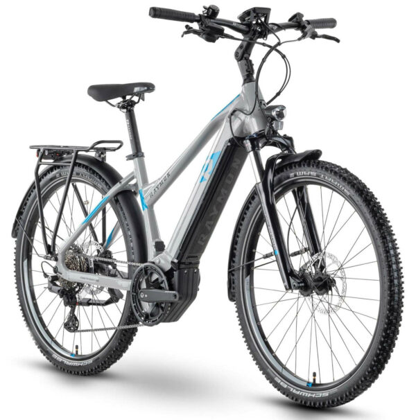 Raymon CrossRay E 6.0 M350 grey/new blue/black 27,5" 630 Wh Trapez
