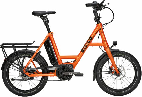 i:SY E5 ZR F Comfort (545 Wh), 5 Gang Nabenschaltung, Unisexfahrrad, Kompakt, Modell 2023, 20 Zoll 47 cm happy orange