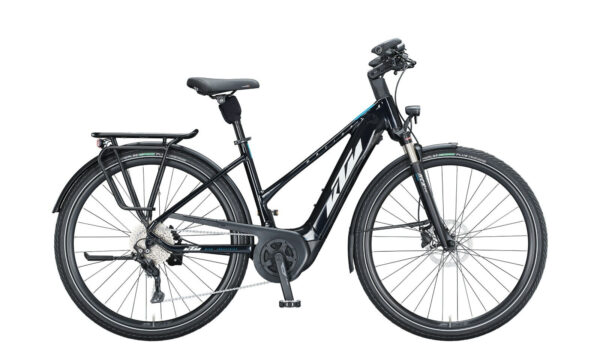KTM MACINA TOUR P610 Metallic Black ( White Blue ) 29" 625 Wh Trapez