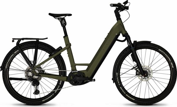 Kalkhoff ENTICE 7.B ADVANCE+ ABS (750 Wh), 11 Gang Kettenschaltung, Damenfahrrad, Wave, Modell 2023, 27,5 Zoll 43 cm urbangreen matt