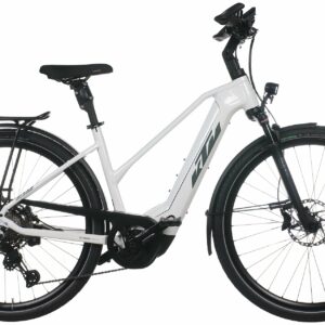 KTM MACINA STYLE 720 (750 Wh), 11 Gang Kette, Damenfahrrad, Trapez, Modell 2022/2023, 28 Zoll 56 cm metallic white(grey+night red)