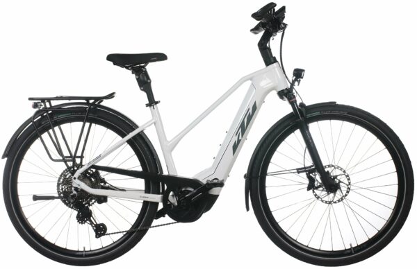 KTM MACINA STYLE 720 (750 Wh), 11 Gang Kette, Damenfahrrad, Trapez, Modell 2022/2023, 28 Zoll 56 cm metallic white(grey+night red)