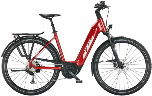 KTM MACINA TOUR P510 (500 Wh), 9 Gang Kette, Damenfahrrad, Deep, Modell 2022/2023, 28 Zoll 56 cm chrome red (silver+black)