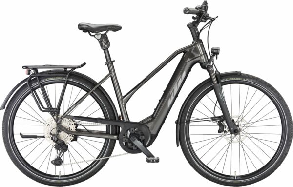 KTM MACINA STYLE XL (750 Wh), 11 Gang Kettenschaltung, Damenfahrrad, Trapez, Modell 2024, 28 Zoll 51 cm machine grey (silver+black)