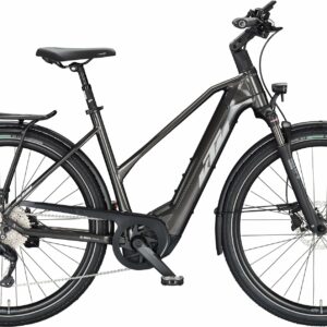KTM MACINA STYLE 740 (750 Wh), 10 Gang Kettenschaltung, Damenfahrrad, Trapez, Modell 2024, 28 Zoll 46 cm machine grey (silver+blue)