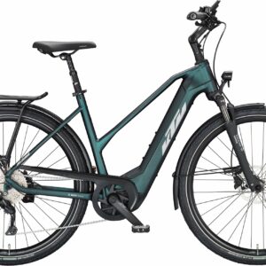 KTM MACINA TOUR CX 510 (500 Wh), 10 Gang Kettenschaltung, Damenfahrrad, Trapez, Modell 2024, 28 Zoll 51 cm green purple flip matt (silver+green)