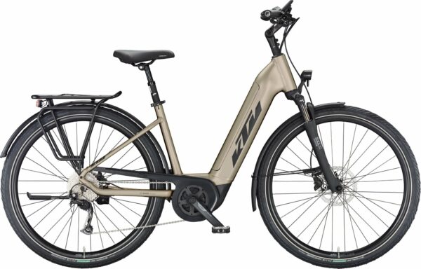 KTM MACINA TOUR P510 (500 Wh), 9 Gang Kettenschaltung, Damenfahrrad, Deep, Modell 2024, 28 Zoll 43 cm oak matt (black+orange)