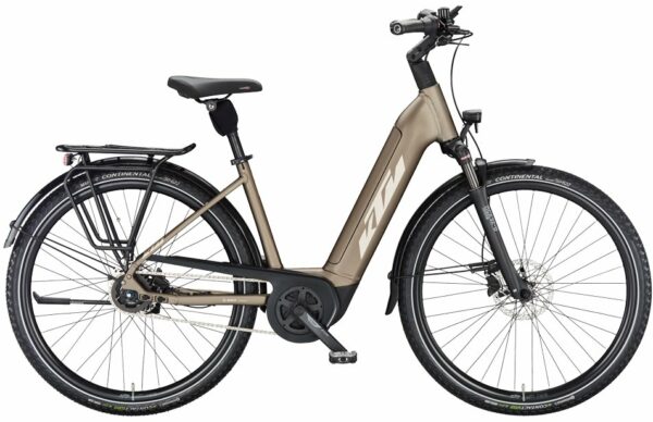 KTM MACINA CITY P610 RT (625 Wh), 5 Gang Kettenschaltung, Damenfahrrad, Deep, Modell 2023, 28 Zoll 51 cm oak matt (champagne+orange)
