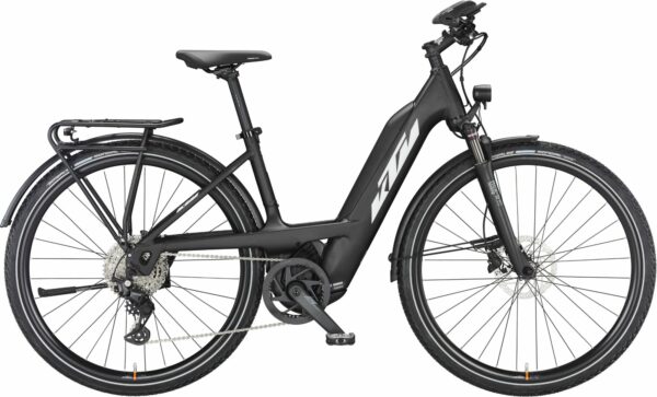 KTM POWER SPORT 10 PTS (625 Wh), 10 Gang Kettenschaltung, Damenfahrrad, Deep, Modell 2024, 28 Zoll 51 cm black matt (white+orange)