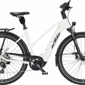 KTM CENTO 10 (625 Wh), 10 Gang Kettenschaltung, Damenfahrrad, Trapez, Modell 2024, 28 Zoll 56 cm white matt (black+red)