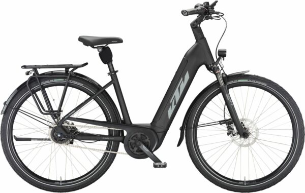 KTM CENTO 5 (500 Wh), 5 Gang Kettenschaltung, Damenfahrrad, Deep, Modell 2024, 28 Zoll 43 cm black matt (grey+green)