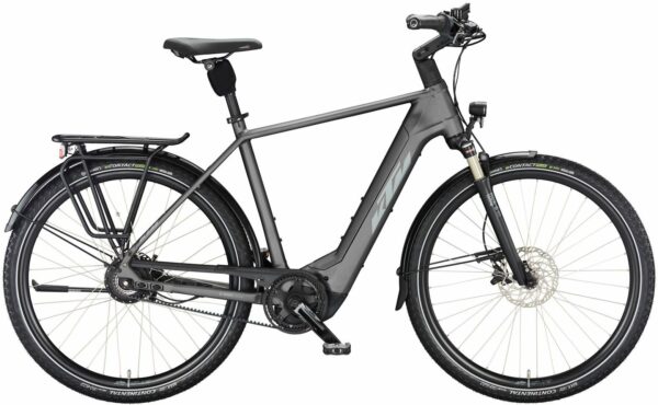 KTM MACINA CITY 710 belt (750 Wh), stufenlose Nabenschaltung, Herrenfahrrad, Diamant, Modell 2024, 28 Zoll 56 cm elderberry matt (grey+orange)
