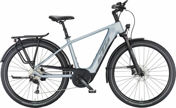 KTM MACINA TOUR P510 (500 Wh), 9 Gang Kettenschaltung, Herrenfahrrad, Diamant, Modell 2024, 28 Zoll 60 cm azzurro silver matt (grey+blue)