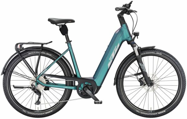 KTM MACINA GRAN 720 (750 Wh), 10 Gang Kettenschaltung, Damenfahrrad, Deep, Modell 2023, 29 Zoll 56 cm green purple flip matt (silver+black)