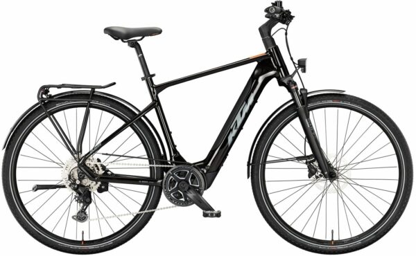 KTM MACINA SPORT SX 20 (400 Wh), 9 Gang Kettenschaltung, Herrenfahrrad, Diamant, Modell 2024, 28 Zoll 56 cm flaming black (grey+orange)