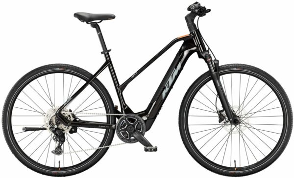KTM MACINA CROSS SX 20, 9 Gang Kettenschaltung, Damenfahrrad, Trapez, Modell 2024, 28 Zoll 51 cm flaming black (grey+orange)