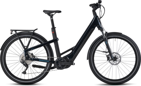 Winora Yakun 10 (750 Wh), 10 Gang Kettenschaltung, Damenfahrrad, Wave, Modell 2022/2023, 27,5 Zoll 60 cm darkblue