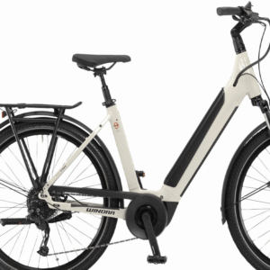 WINORA Sinus 9 (625 Wh), 9 Gang Kettenschaltung, Damenfahrrad, Deep, Modell 2023, 27,5 Zoll 54 cm Linenwhite