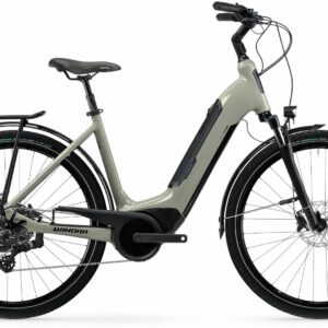 WINORA Tria 10 (500 Wh), 10 Gang Kettenschaltung, Damenfahrrad, Deep, Modell 2024, 28 Zoll 56 cm grey