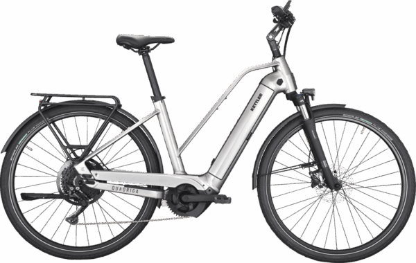 KETTLER Alu-Rad QUADRIGA P10 (625 Wh), 10 Gang Kettenschaltung, Damenfahrrad, Trapez, Modell 2024, 28 Zoll 53 cm chrome matt / black shiny