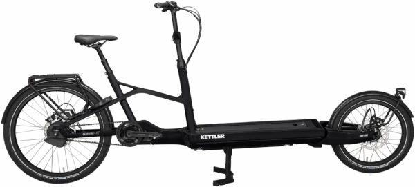 KETTLER Alu-Rad CARGOLINE HT 800 E-CA BELT (750 Wh), stufenlos, Lastenrad, Trapez, Modell 2024, 26 / 20 Zoll 43 cm Black matt