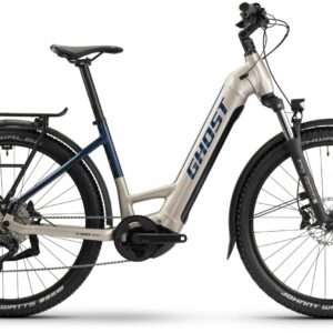 GHOST E-Teru Universal EQ Low (625 Wh), 10 Gang Kettenschaltung, Damenfahrrad, Wave, Modell 2024, 27,5 Zoll 45 cm pearl warm grey/pearl dark blue - glossy