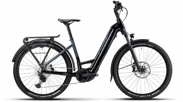 GHOST E-Teru Advanced EQ Low (750 Wh), 11 Gang Kettenschaltung, Damenfahrrad, Wave, Modell 2024, 27,5 Zoll 50 cm black/dark grey - glossy