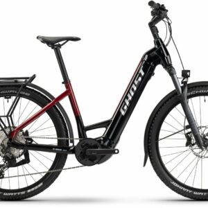 GHOST E-Teru Pro EQ Low (750 Wh), 12 Gang Kettenschaltung, Damenfahrrad, Wave, Modell 2024, 27,5 Zoll 45 cm black/pearl deep red  - glossy