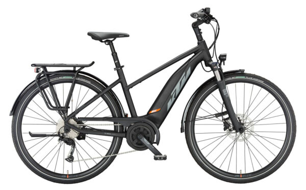KTM Macina Fun A510 black matt (grey+orange) 28" 500 Wh Trapez