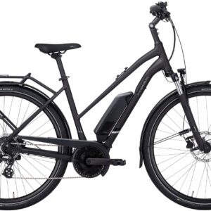PEGASUS Solero E8 Plus (400 Wh), 8 Gang Kettenschaltung, Damenfahrrad, Trapez, Modell 2022/2023, 28 Zoll 55 cm black matt