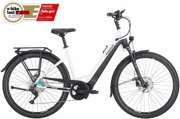 Pegasus Premio Evo 10 Lite (625 Wh), 10 Gang Kettenschaltung, Damenfahrrad, Wave, Modell 2024, 28 Zoll 55 cm metallic off white