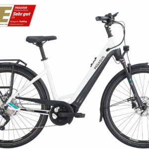 Pegasus Premio Evo 10 Lite (750 Wh), 10 Gang Kettenschaltung, Damenfahrrad, Wave, Modell 2024, 28 Zoll 55 cm metallic off white