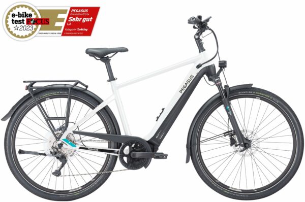 Pegasus Premio Evo 10 Lite (625 Wh), 10 Gang Kettenschaltung, Herrenfahrrad, Diamant, Modell 2024, 28 Zoll 50 cm metallic off white