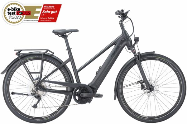 Pegasus Premio Evo 10 Lite (625 Wh), 10 Gang Kettenschaltung, Damenfahrrad, Trapez, Modell 2024, 28 Zoll 55 cm black matt