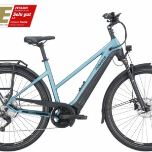 Pegasus Premio Evo 10 Lite (625 Wh), 10 Gang Kettenschaltung, Damenfahrrad, Trapez, Modell 2024, 28 Zoll 55 cm summit lake blue