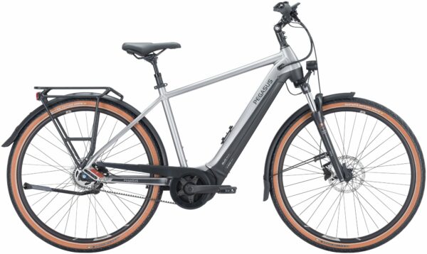 Pegasus Premio Evo 5R Belt (625 Wh), 5 Gang Nabenschaltung, Herrenfahrrad, Diamant, Modell 2024, 28 Zoll 55 cm silver / black