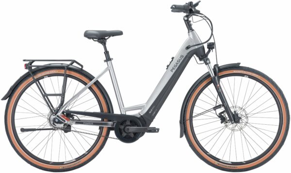 Pegasus Premio Evo 5R Belt (750 Wh), 5 Gang Nabenschaltung, Damenfahrrad, Wave, Modell 2024, 28 Zoll 55 cm silver / black