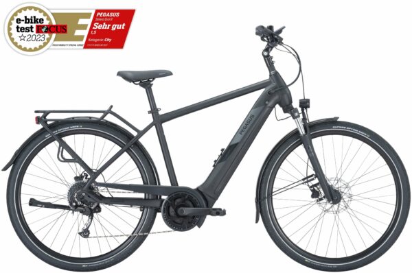 Pegasus Solero Evo 9 (500 Wh), 9 Gang Kettenschaltung, Herrenfahrrad, Diamant, Modell 2024, 28 Zoll 60 cm black matt