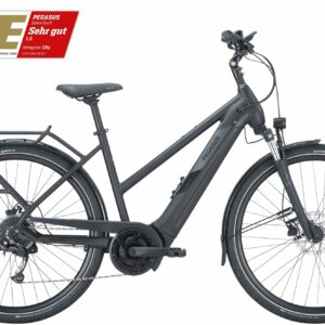 Pegasus Solero Evo 9 (500 Wh), 9 Gang Kettenschaltung, Damenfahrrad, Trapez, Modell 2024, 28 Zoll 55 cm black matt