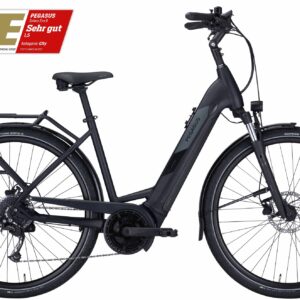 Pegasus Solero Evo 9 (500 Wh), 9 Gang Kettenschaltung, Damenfahrrad, Wave, Modell 2024, 28 Zoll 55 cm black matt
