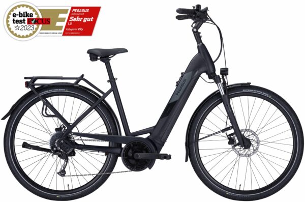 Pegasus Solero Evo 9 (500 Wh), 9 Gang Kettenschaltung, Damenfahrrad, Wave, Modell 2024, 28 Zoll 55 cm black matt
