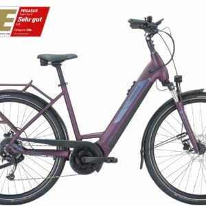 Pegasus Solero Evo 9 (500 Wh), 9 Gang Kettenschaltung, Damenfahrrad, Wave, Modell 2024, 28 Zoll 50 cm deep berry