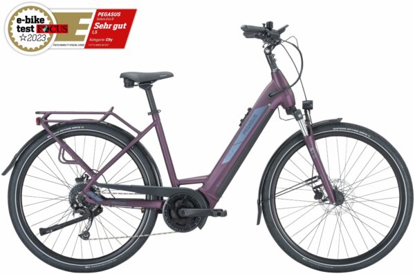 Pegasus Solero Evo 9 (500 Wh), 9 Gang Kettenschaltung, Damenfahrrad, Wave, Modell 2024, 28 Zoll 50 cm deep berry