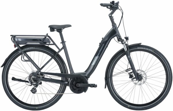 Pegasus Solero E8 Plus (500 Wh), 8 Gang Kettenschaltung, Damenfahrrad, Wave, Modell 2024, 28 Zoll 55 cm black matt